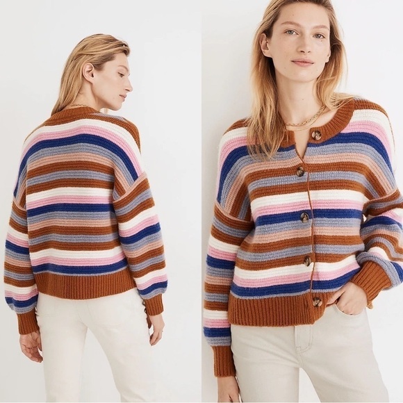 MADEWELL Striped Springview Cardigan Sweater in Coziest Yarn Sz XS - Picture 1 of 6